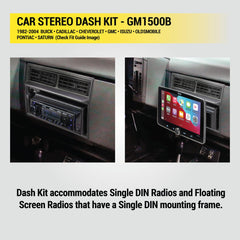 Scosche GM1500B dash kit with universal brackets for flexible mounting.