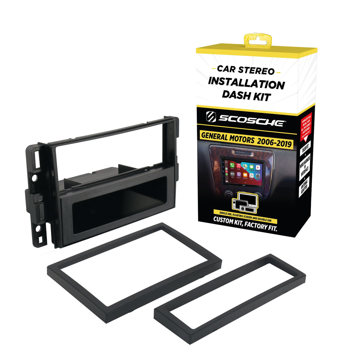 Scosche GM1598B front view for a clean, factory-fit dash appearance.