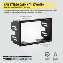 Scosche ICVW5BN harness close-up shows reliable wiring for easy install.