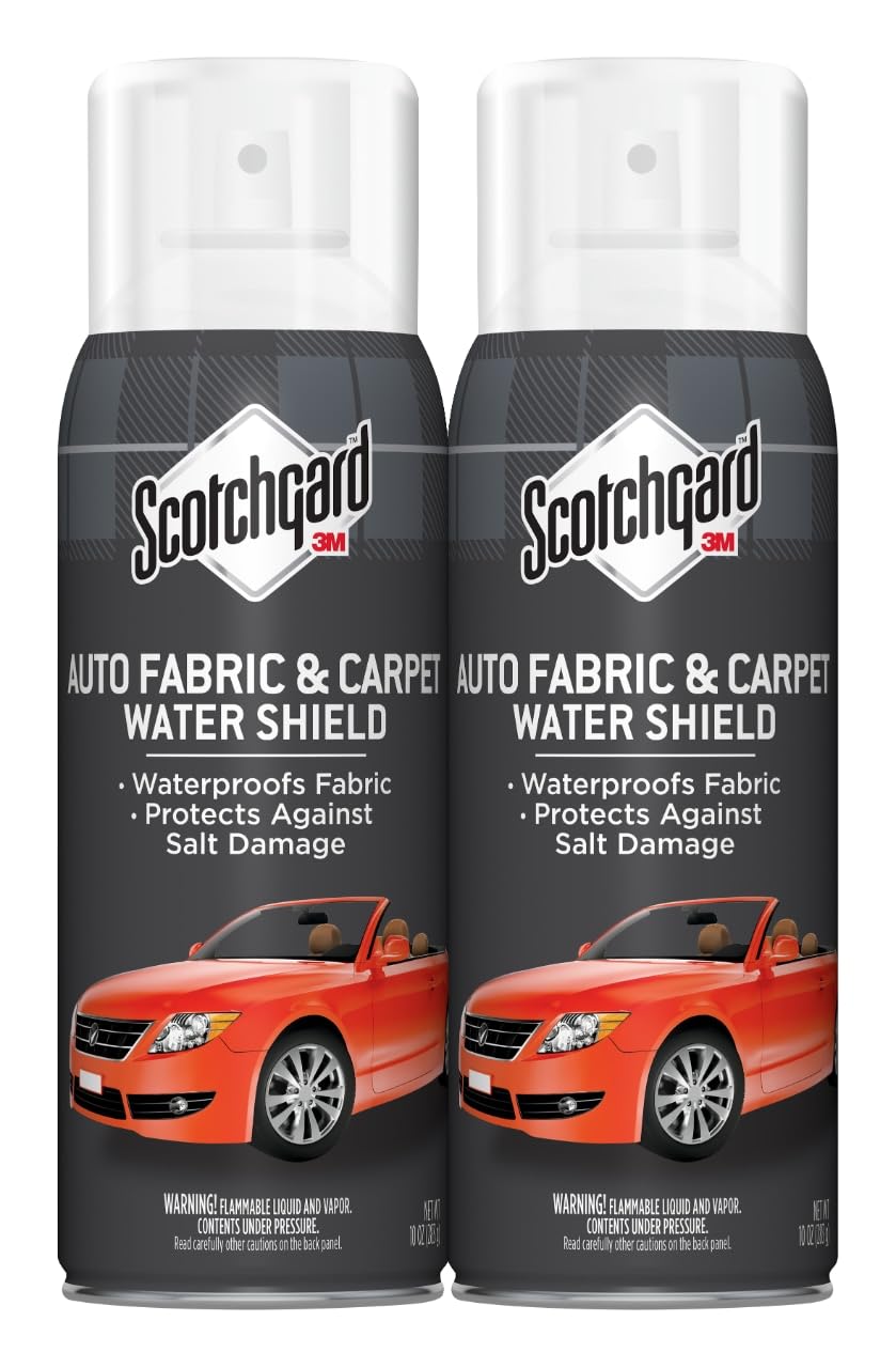 Scotchgard Auto Bottle Pour: invisible protection forming a water-repellent layer on fabrics.