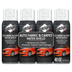 Scotchgard Auto Interior Water Shield bottle protects fabrics in car interiors.