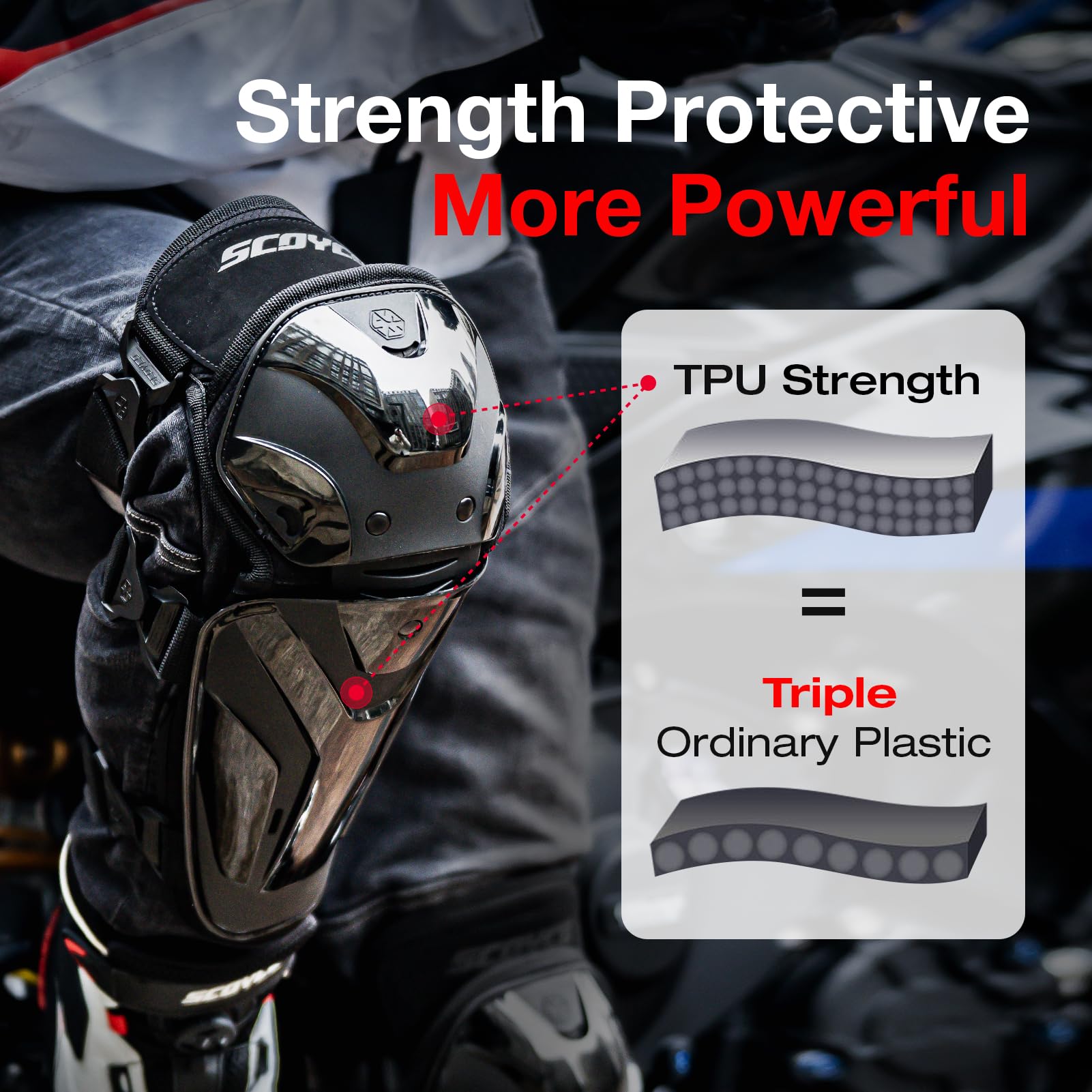 Scoyco knee pads 3-structure design moves with you for flexible protection.