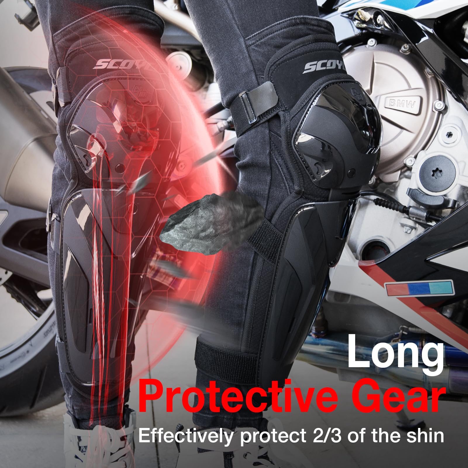 Scoyco knee pads fit under jeans or riding pants for versatility.