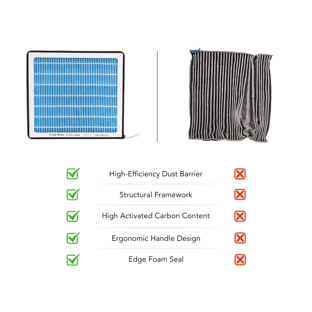 Screw Rhino cabin air filter replacement numbers show compatibility