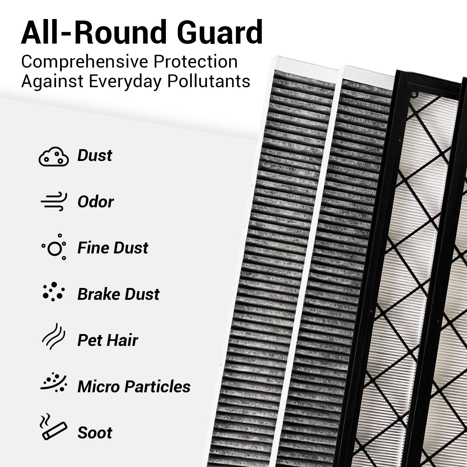 Durable cabin filter body close-up emphasizing long-lasting construction