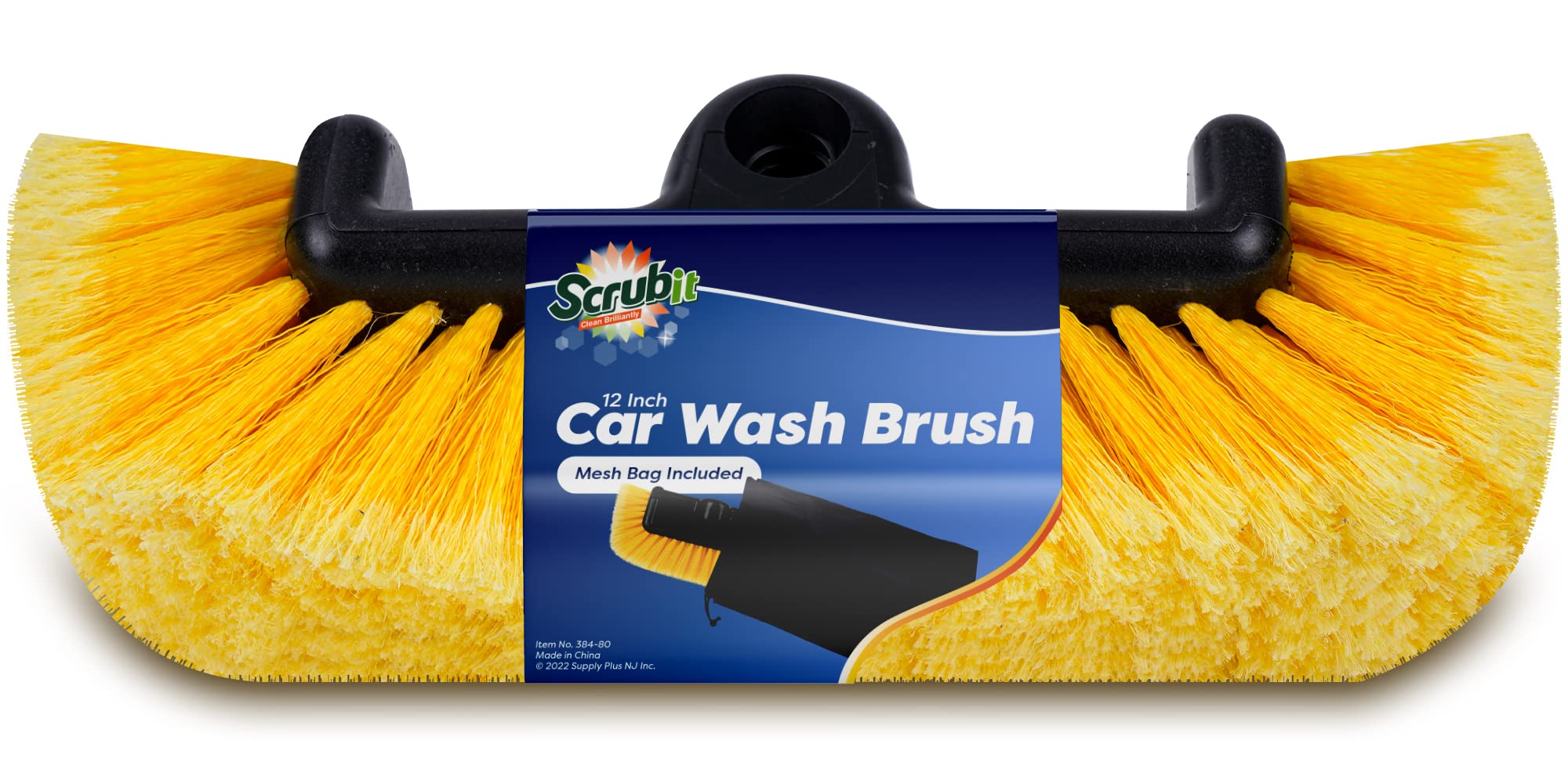 SCRUBIT 12in soft bristle car wash brush for scratch-free exterior cleaning.