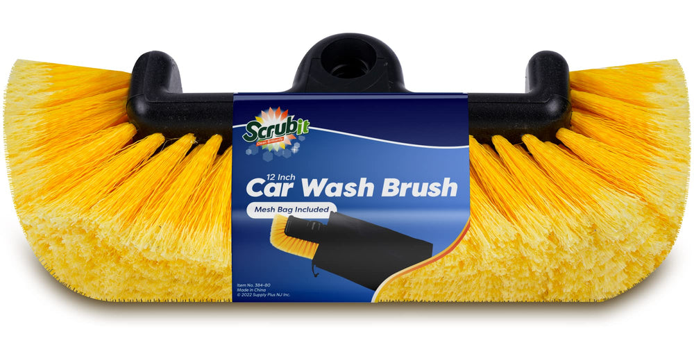 SCRUBIT 12in soft bristle car wash brush for scratch-free exterior cleaning.