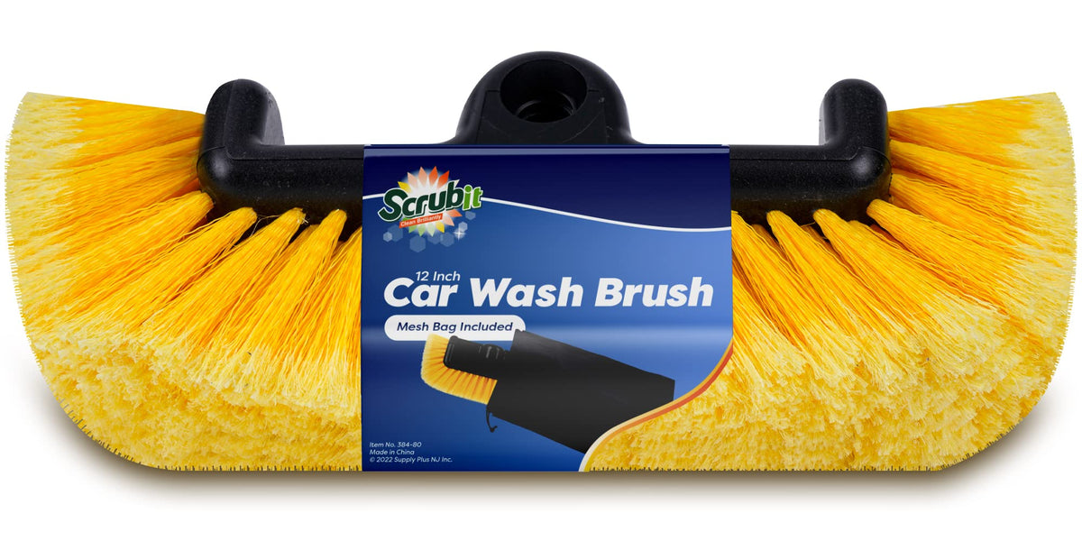 SCRUBIT 12in soft bristle car wash brush for scratch-free exterior cleaning.
