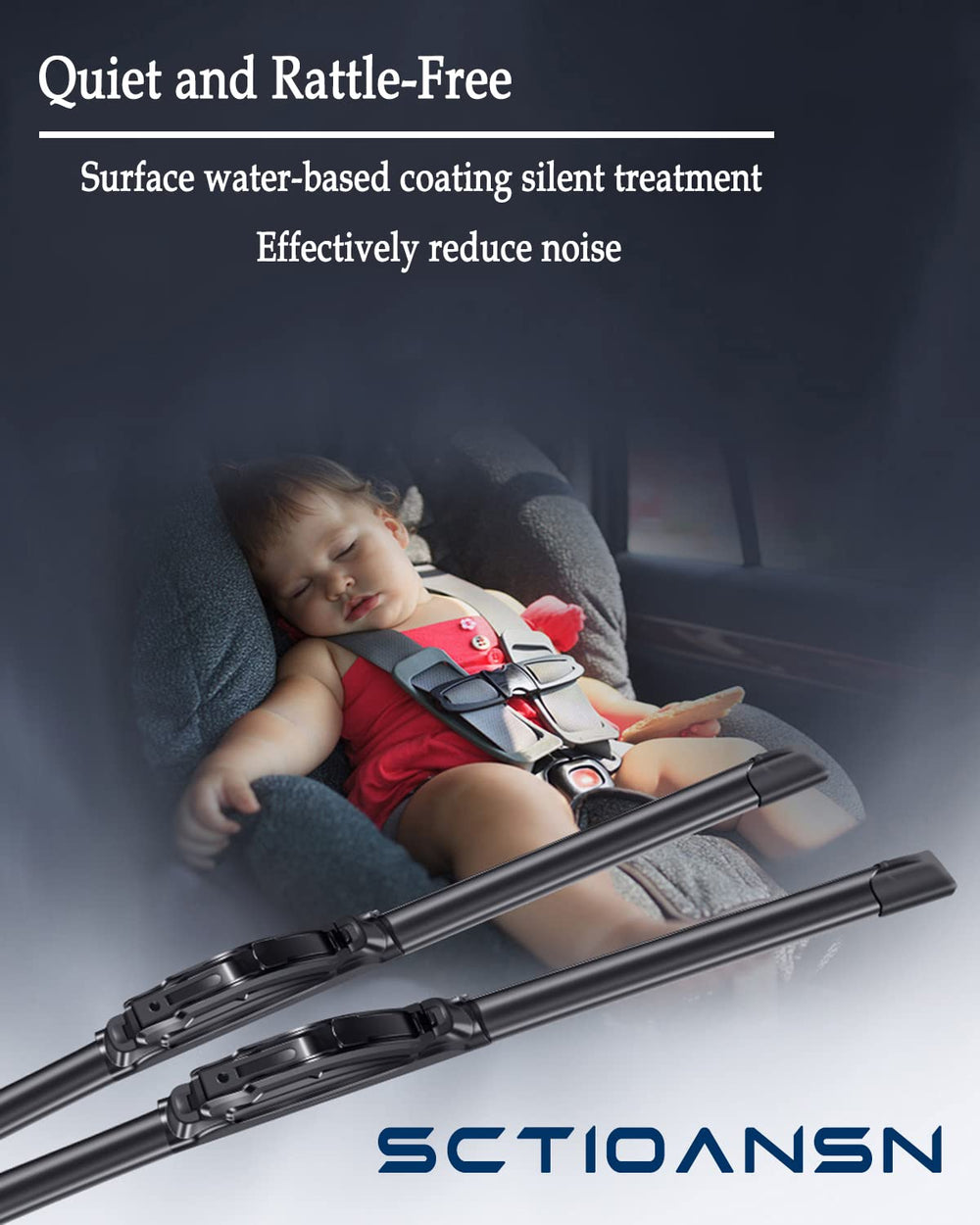 Sctioansn All-weather wiper blades designed for year-round performance.
