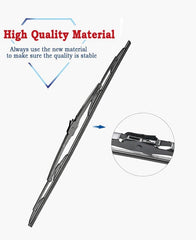 Sctioansn wiper blades metal frame aerodynamics closeup emphasizes quiet operation.