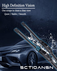 Sctioansn Wiper blades pack 3pcs for front and rear replacement.