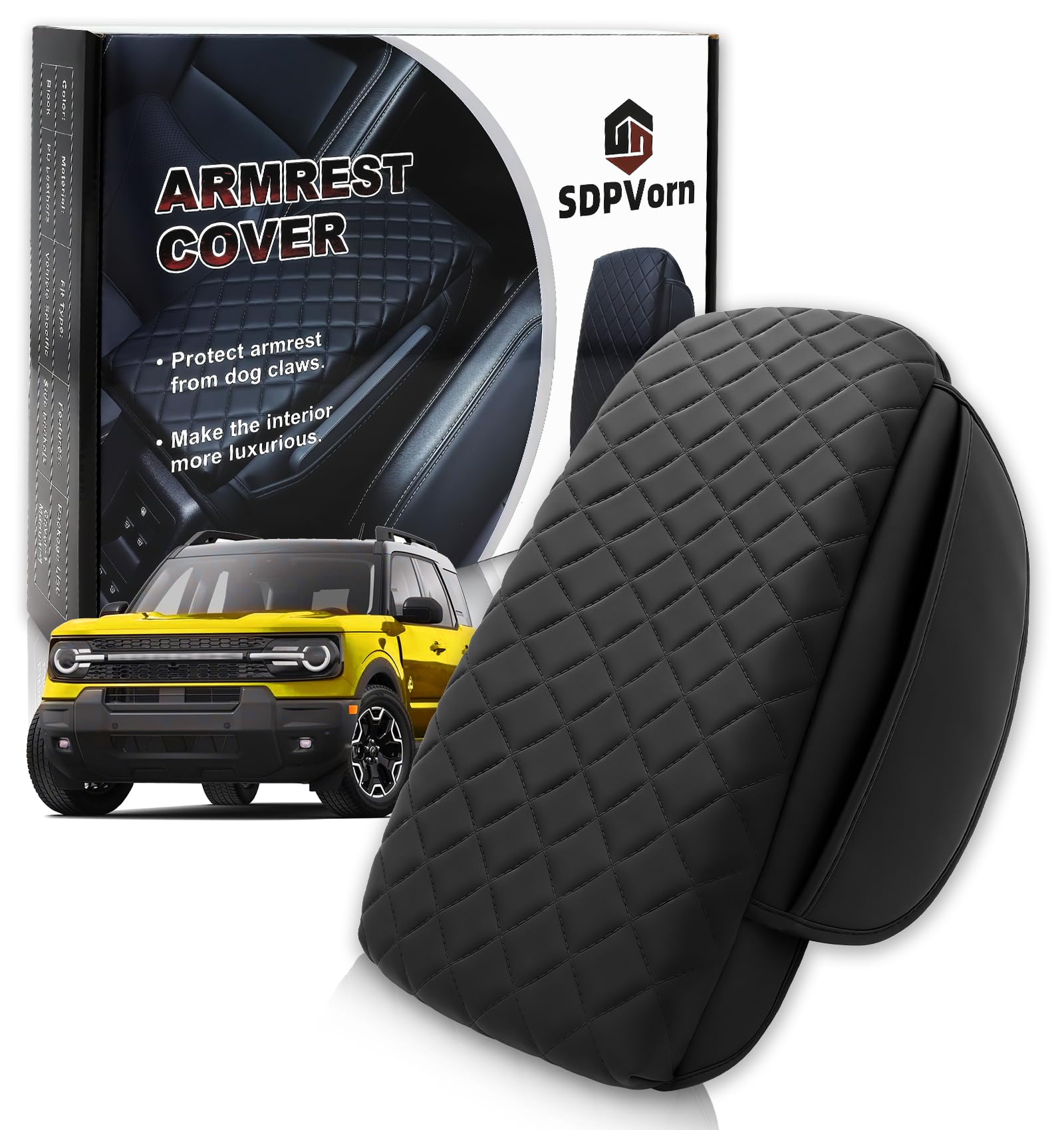 SDPVorn armrest cover for Bronco Sport center console with dual pockets for quick storage.