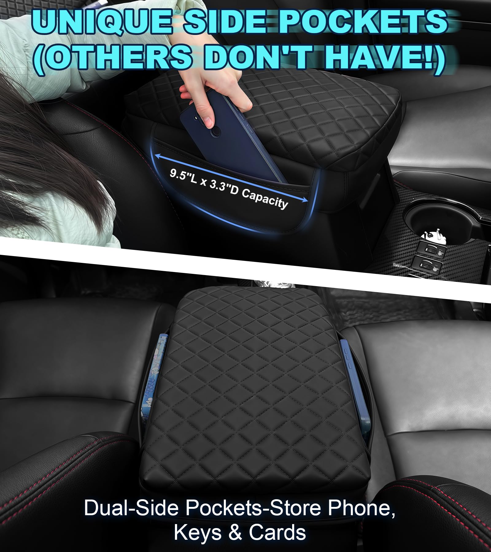 SDPVorn armrest cover diamond pattern stitching for premium look