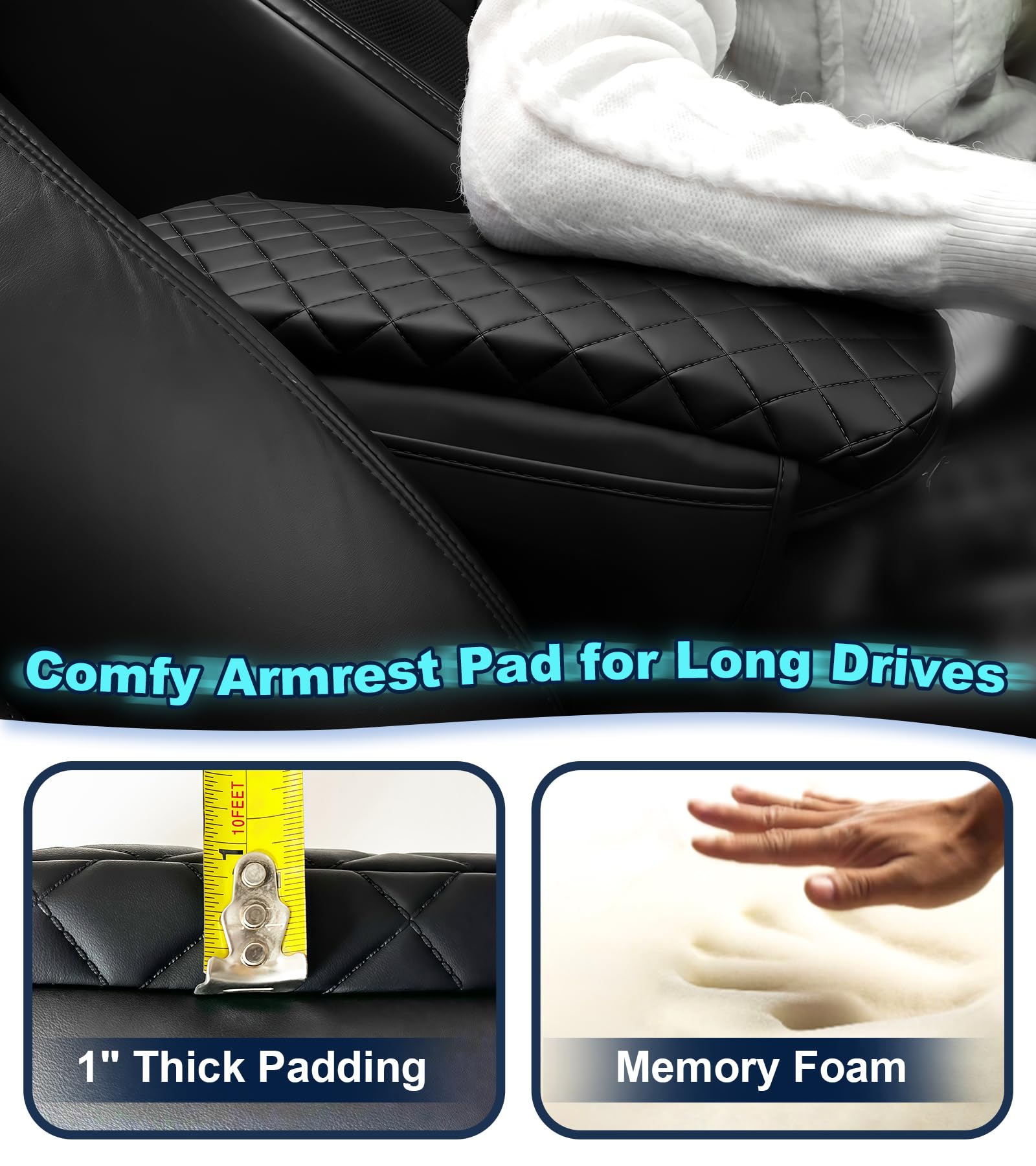 SDPVorn Bronco Sport armrest cover shows dual pockets for quick access to cards.