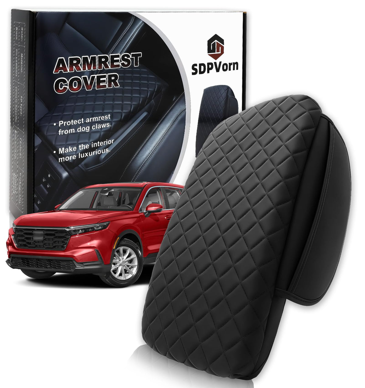 SDPVorn CR-V center console cover with diamond pattern adds premium interior appeal.