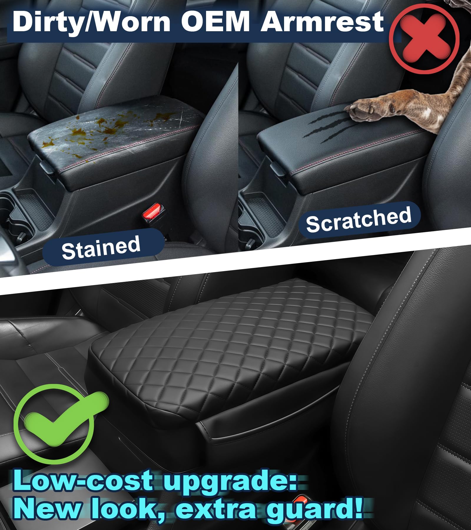 SDPVorn CR-V armrest cover showing waterproof material for stain protection.