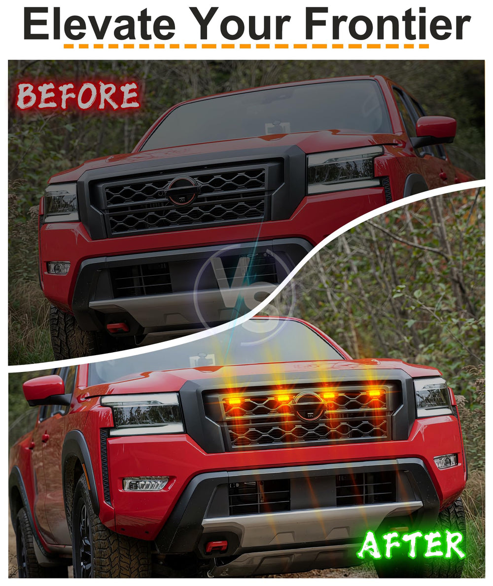 SDPVorn Frontier amber LED grille light shows OEM like fit on grille.