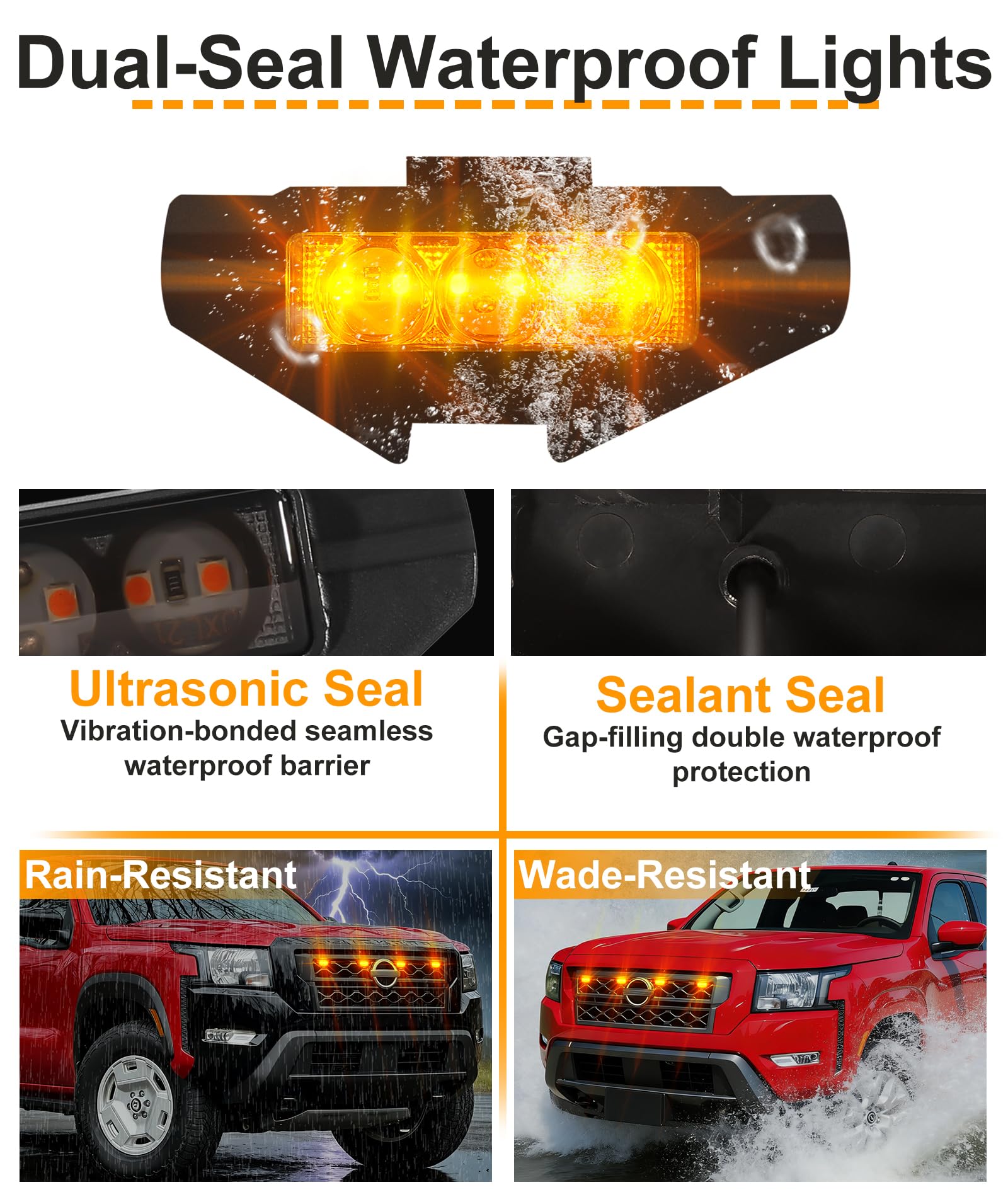 SDPVorn Frontier amber LED grille light ready for off road trails and rugged use.
