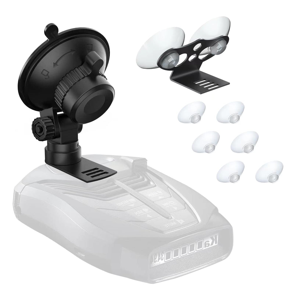 SDSACZMU radar detector mount with a strong windshield suction base for secure placement.