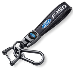 SDSHSM genuine leather keychain for Ford F-150 with black braided rope adds durable style.