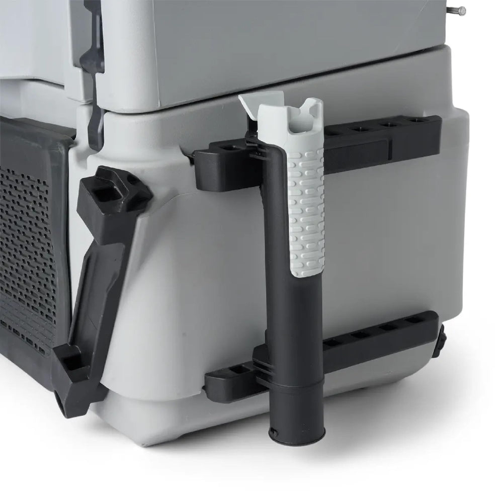 Sea-Doo LinQ rod holder mounted on front support keeps rods ready for trolling