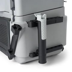 Sea-Doo LinQ rod holder mounted on front support keeps rods ready for trolling