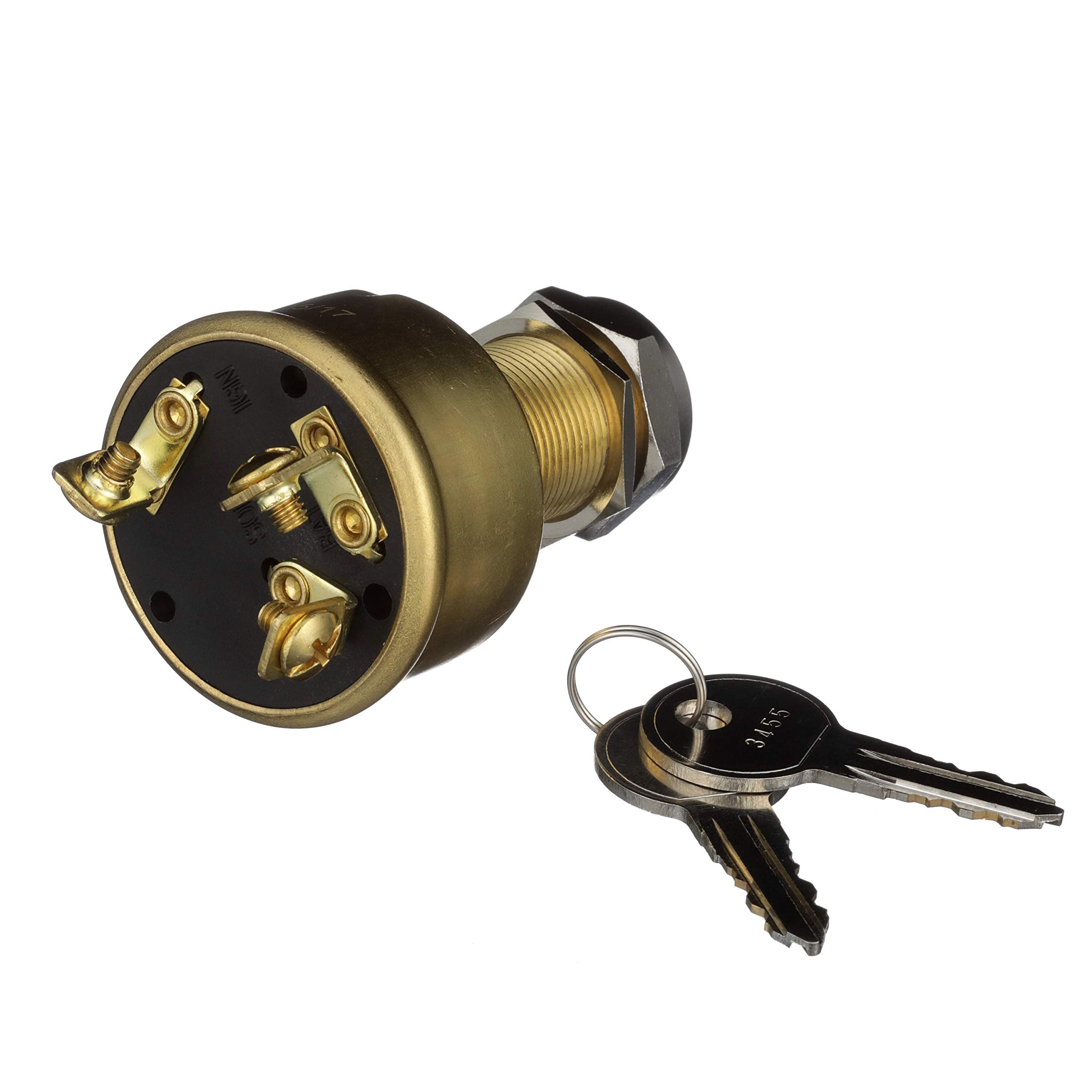 SEACHOICE 3-position ignition switch front view showing rugged brass body for marine use.