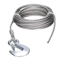 Seachoice steel winch cable with safety hook securing a mooring