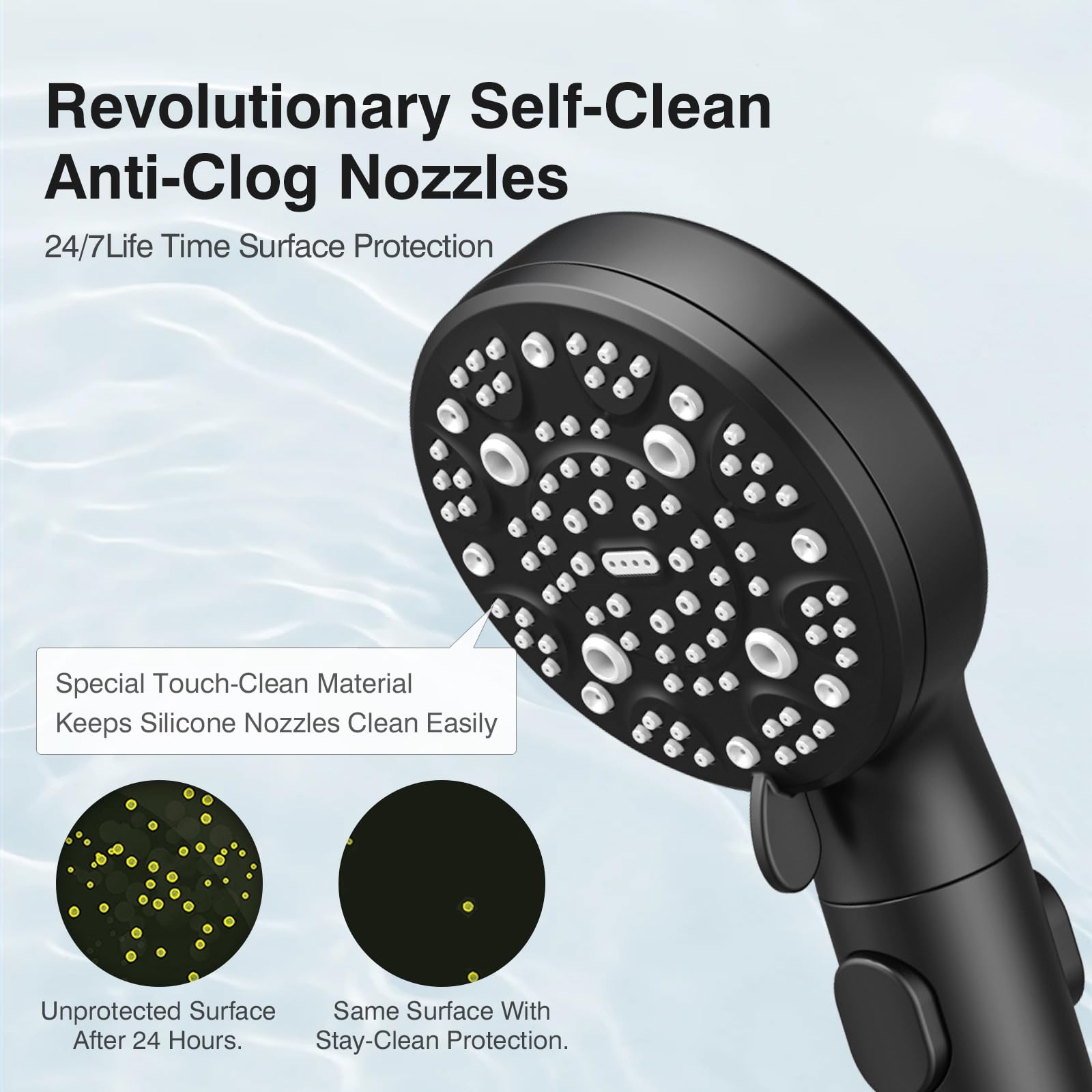SeaCity on/off stop button saves water during showers.