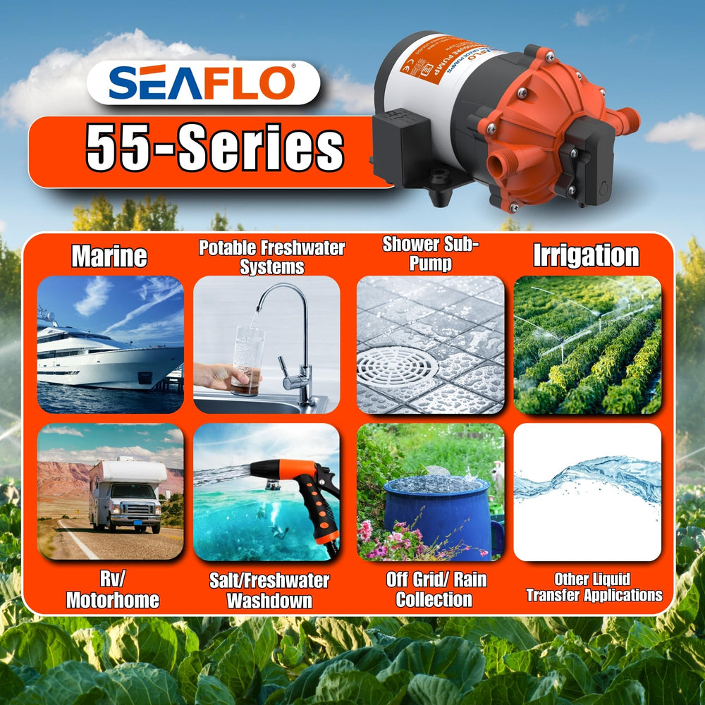 SEAFLO 53-Series freshwater and saltwater compatibility with EPDM/Santoprene materials