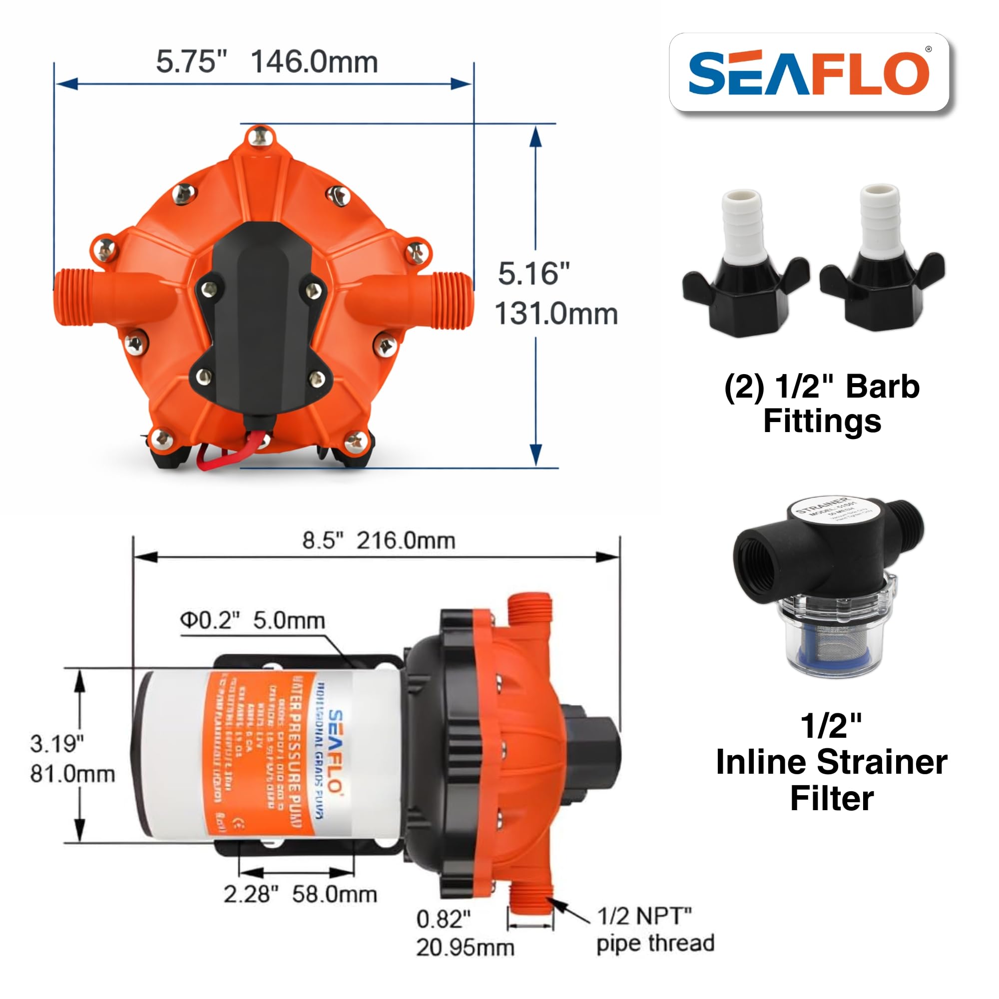SEAFLO 55 Series pump installed in an RV cabinet for reliable freshwater supply