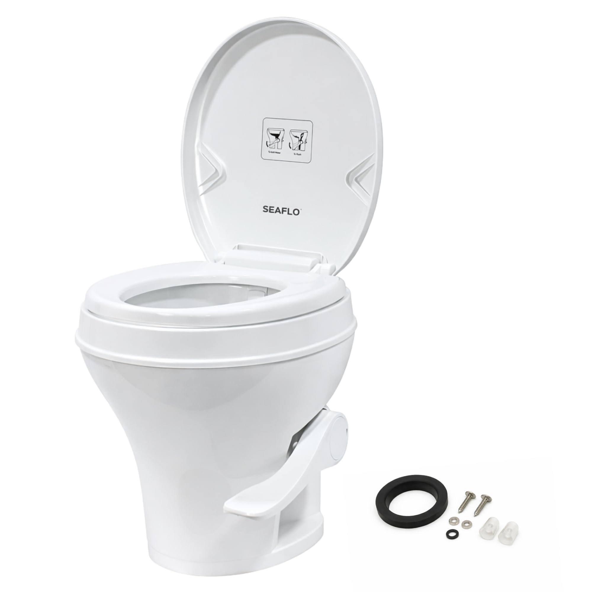 SEAFLO RV toilet with comfort height for easy seating during long trips