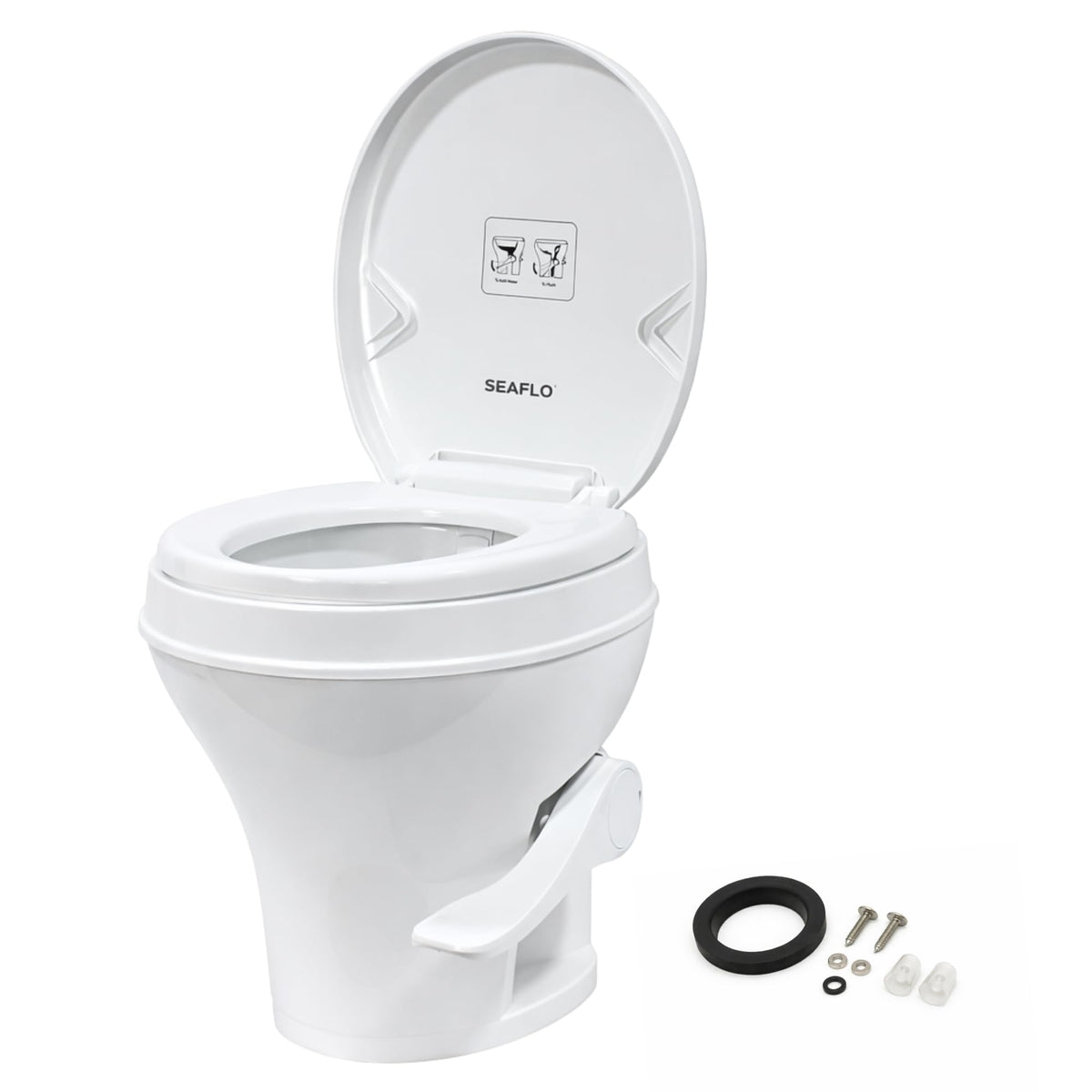 SEAFLO RV toilet with comfort height for easy seating during long trips