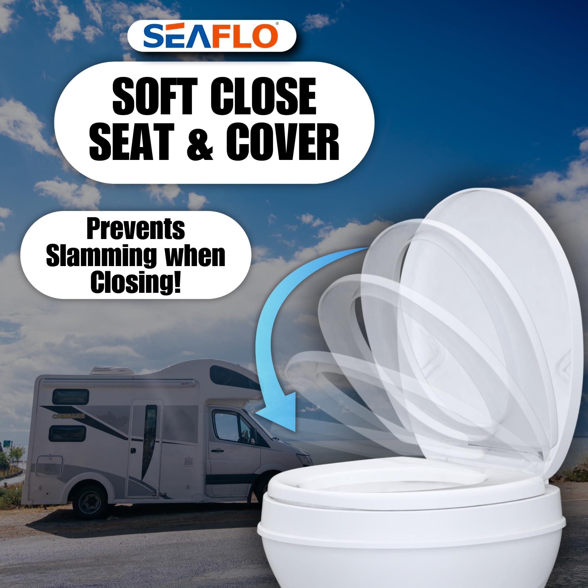 SEAFLO elongated bowl for spacious seating and easy posture
