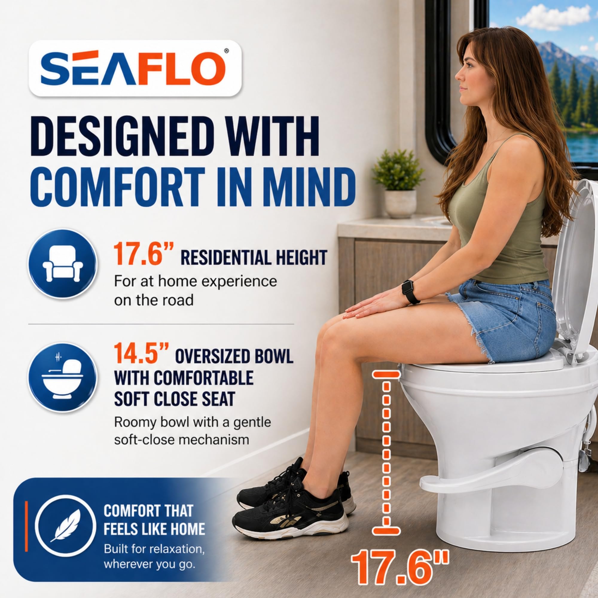 SEAFLO soft close seat reducing slams and vibrations