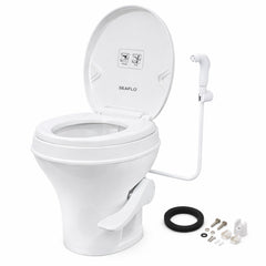 SEAFLO RV toilet with sprayer for precise cleaning in compact bathrooms