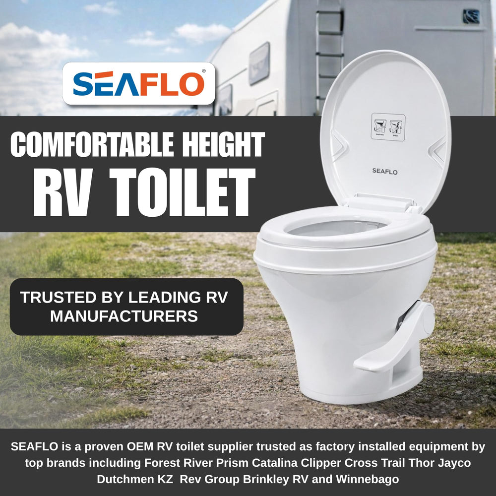 SEAFLO RV toilet universal installation compatible with standard RV plumbing