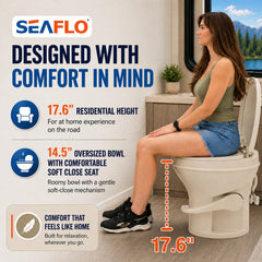 SEAFLO soft-close seat and lid on RV toilet for quiet travel
