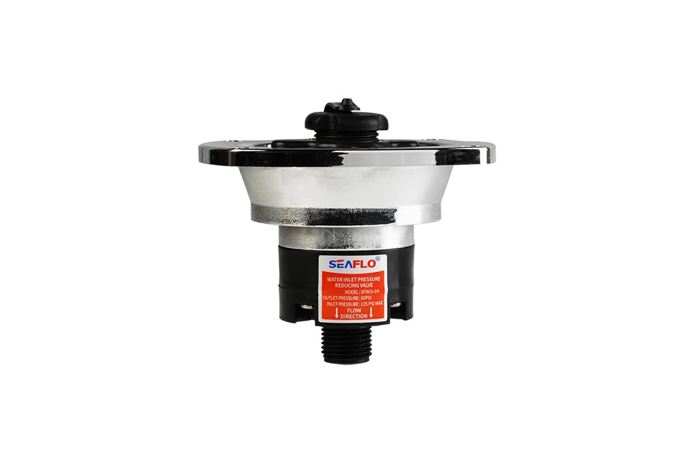 SEAFLO chrome regulator close-up highlights precise flow control