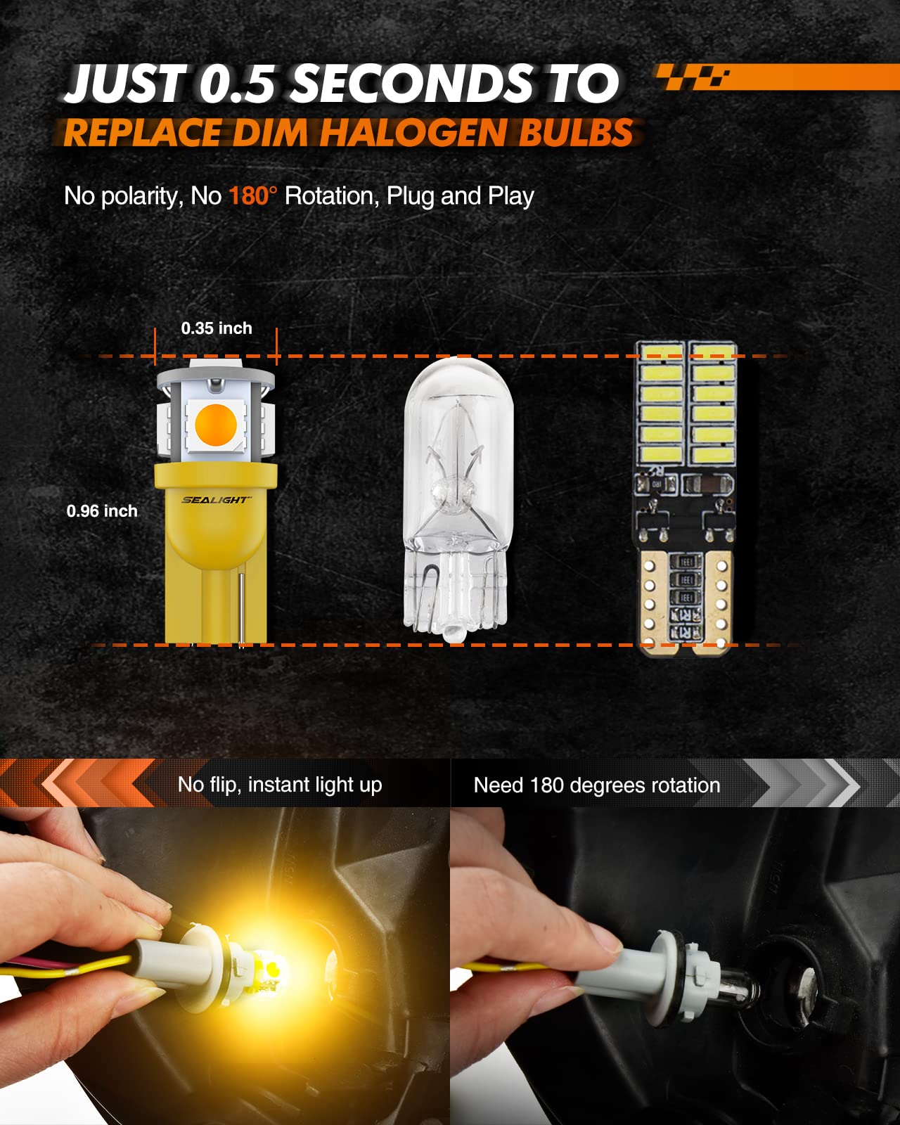 SEALIGHT 194 Amber 2000K door courtesy light brightens entry area.