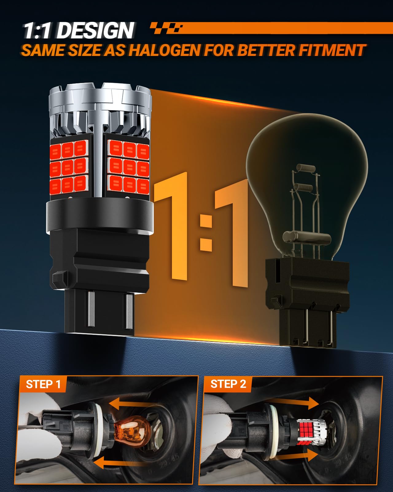 SEALIGHT 1:1 size bulb, plug-and-play and non-polar for easy install.