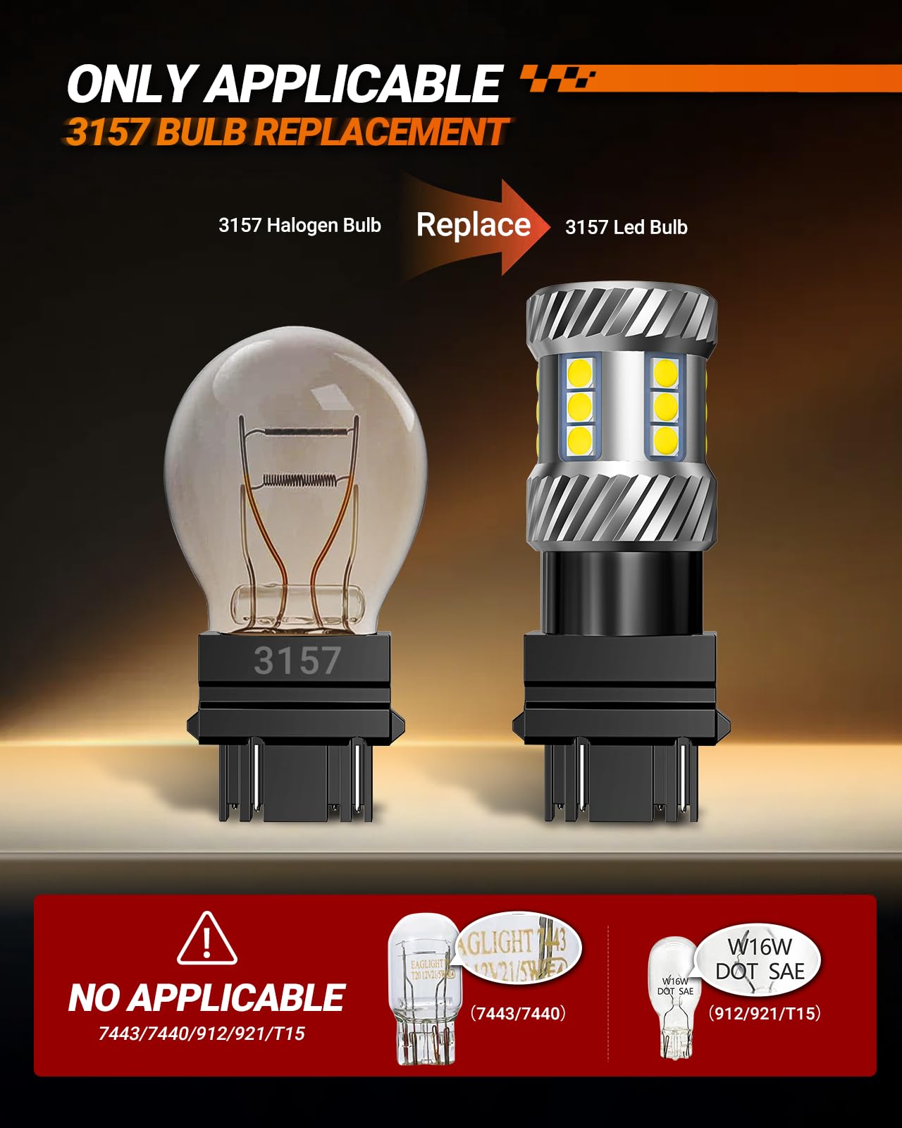 SEALIGHT 3157 LED bulb with durable aluminum body and heat dissipation