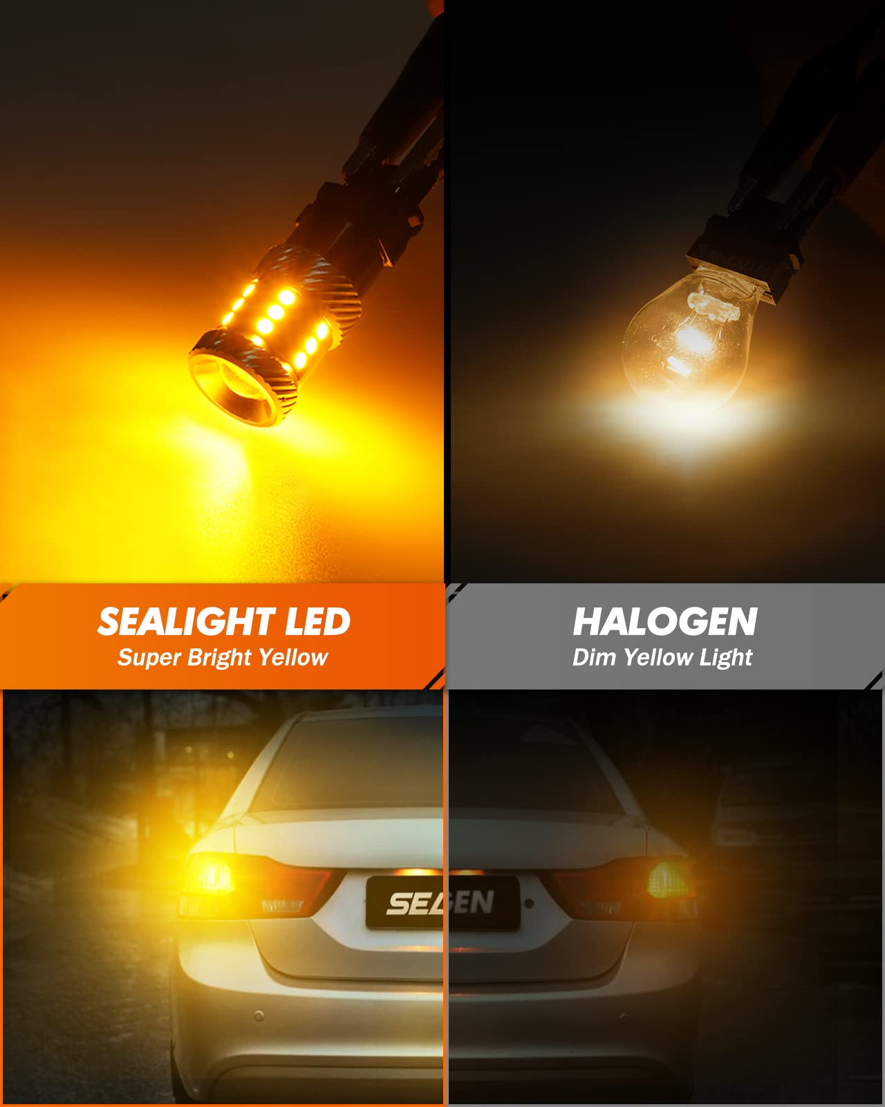SEALIGHT 3157 amber turn signal rear glow enhancing rear signaling visibility