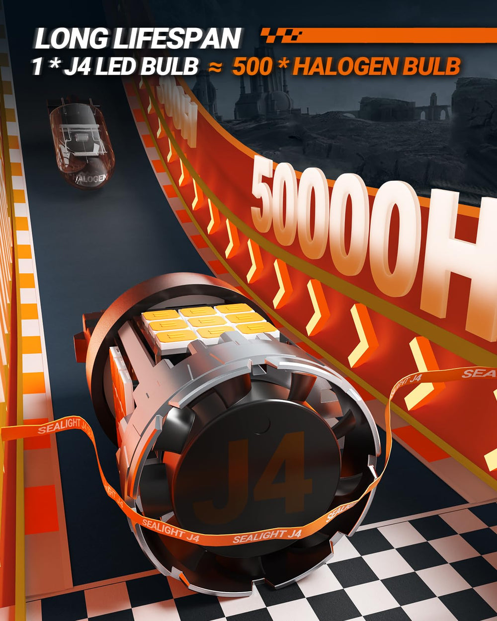SEALIGHT 3157A amber beam at night enhances visibility for safe signaling.