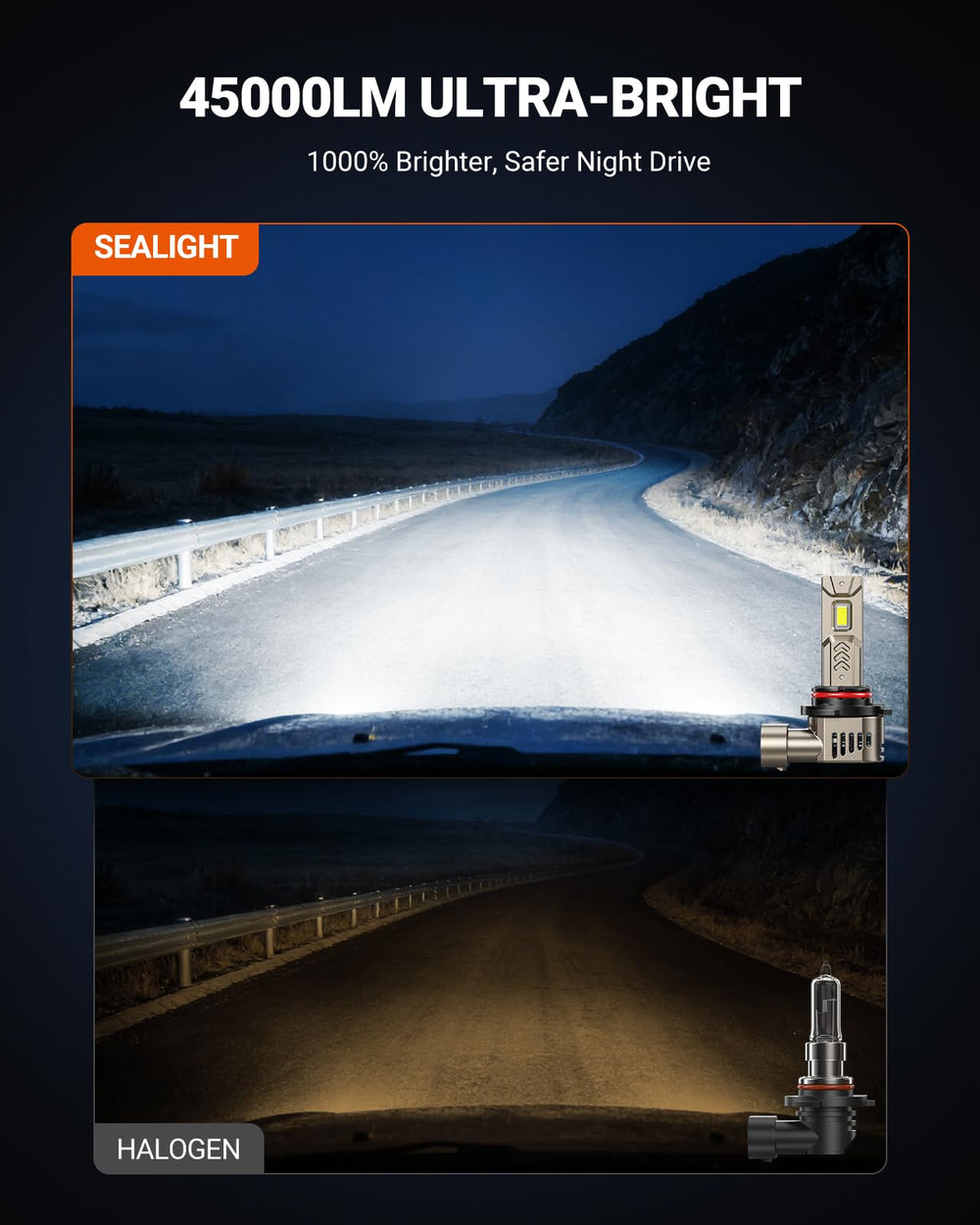 SEALIGHT 9005 bulbs compatible with most vehicles for simple replacement