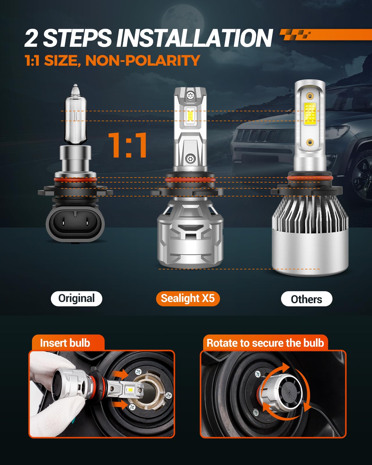SEALIGHT 9005 H11 canbus-ready bulbs reducing flicker across most vehicles