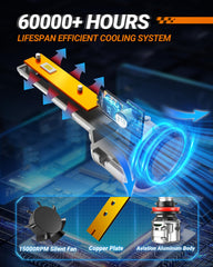 SEALIGHT 9005 H11 bulbs turbo cooling fan in action for cooler operation