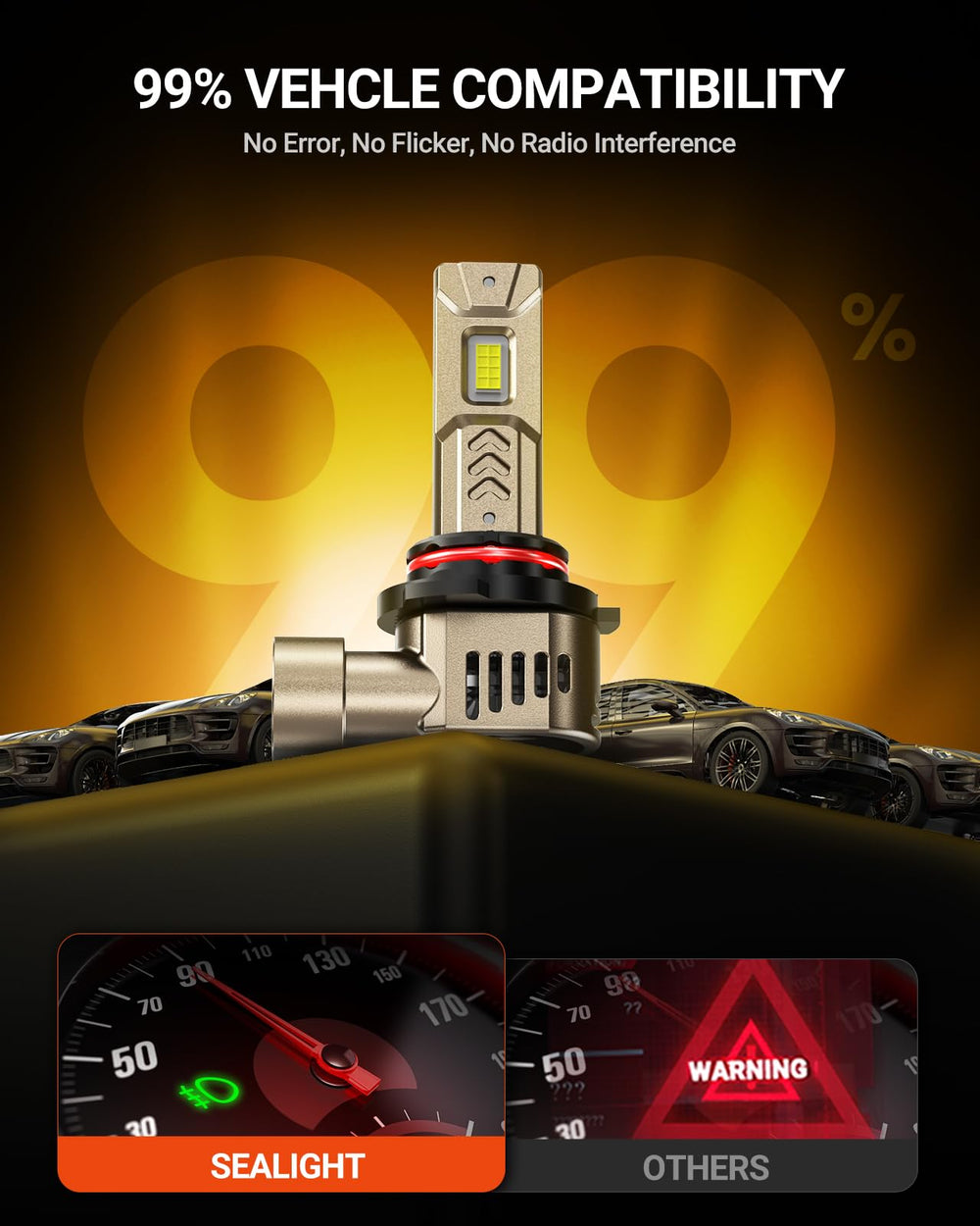 SEALIGHT 9005/HB3 broad vehicle compatibility, reducing installation hassles.