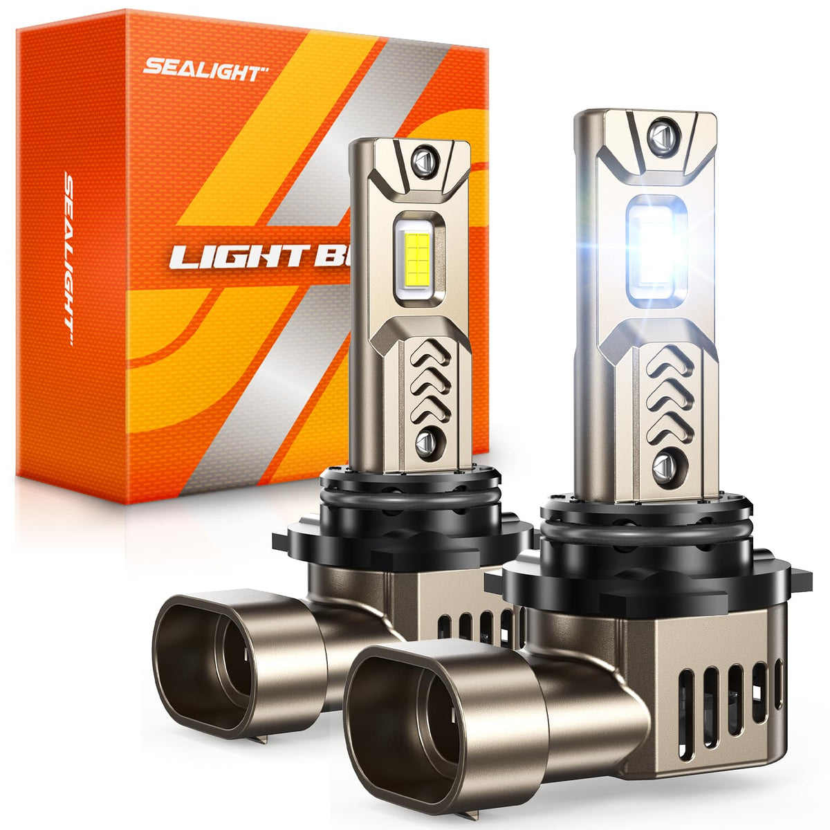 SEALIGHT 9006 HB4 bulb closeup showing 16 CSP chips for bright visibility