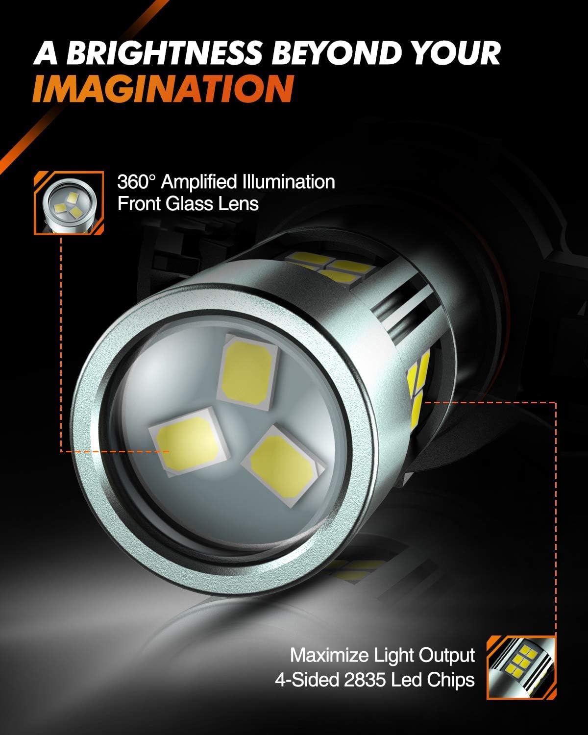 SEALIGHT 9006 bulb with 27 LEDs for a wide, focused beam